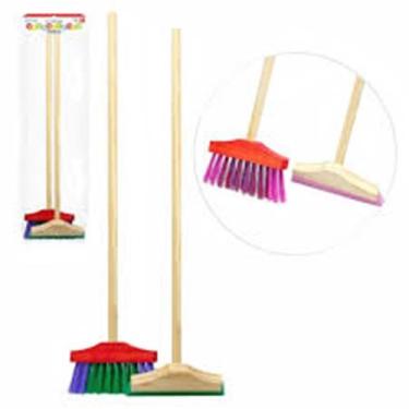 Imagem de Kit Infantil Vassoura E Rodo Colorido De Madeira E Nylon - Dielu/Hor