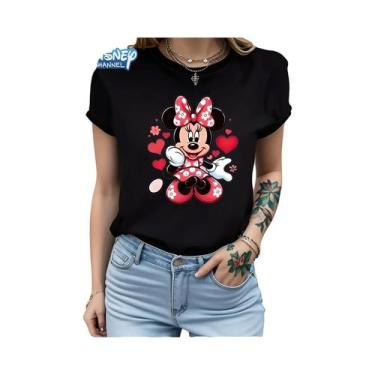 Imagem de Camiseta Casual Feminina De Corte Solto Com Estampa Do Mickey Mouse Da