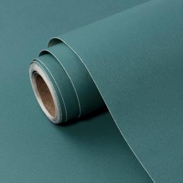 Imagem de Papel de parede verde-azulado para contato azul-petróleo sólido conjunto de rolo de vinil autoadesivo fosco à prova d'água de 59,9 cm x 599,4 cm para revestimentos de parede, armários, bancadas