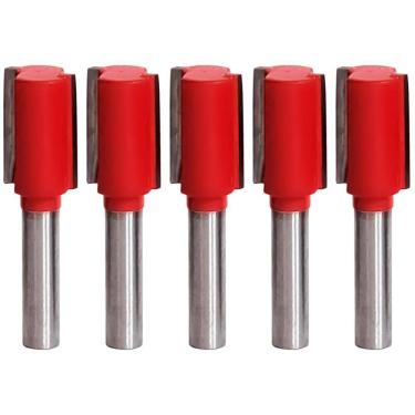 Imagem de Kit 5 Fresa Reta Paralela 12Mm Haste 6Mm Metal Duro Tupia