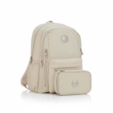 Imagem de Mochila Costas Escolar Juvenil + Estojo Box Trend Areia