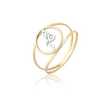Imagem de Anel De Ouro Aro Duplo Fé Palavra Ouro Branco 18k Puro Ab608 - MAEHLER