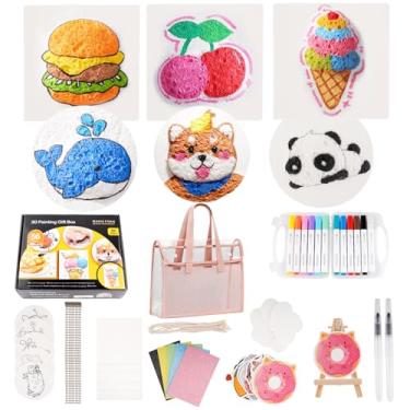 Imagem de Edaick 56 peças de kit de pintura de textura de espuma mágica, papel de pintura inchado, tela de esponja para desenho 3D, materiais de arte e artesanato, papel de textura de espuma com marcadores de