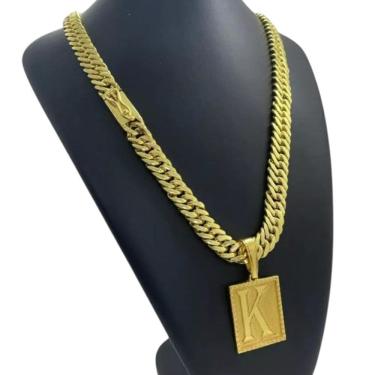 Imagem de Cordão 13Mm Grumet + Pingente Letra - Banhado A Ouro 18K