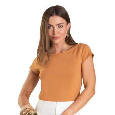 Imagem de Blusa Feminina Decote Canoa Dianna Marrom, M, Marrom