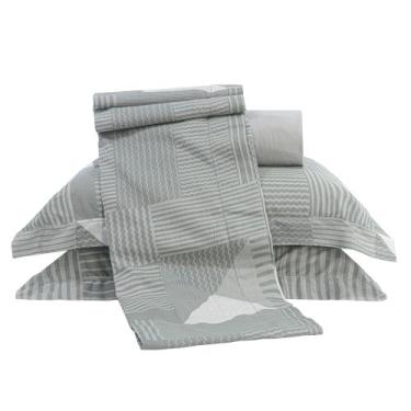 Imagem de Jogo de cama queen 180 fios ponto ajour 100% algodão - silas cinza - F