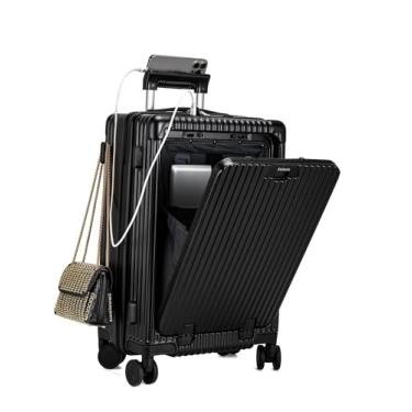 Imagem de feilario Mala de mão rígida com moldura de alumínio de 50,8 cm com fecho de zíper, mala de mão com trava TSA embutida, com porta-copos, porta USB e suporte de telefone