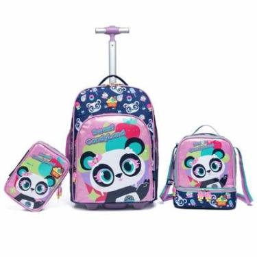 Imagem de Kit Infantil Mochila De Rodinhas + Estojo + Lancheira Menina-Feminino