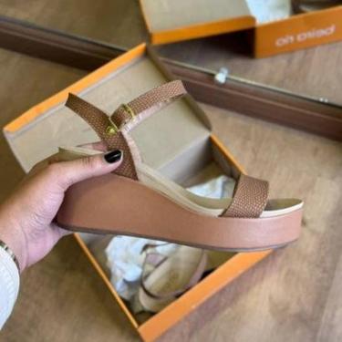 Imagem de Sandália Anabela Feminina Beira Rio 8407.135 - Camel-Feminino