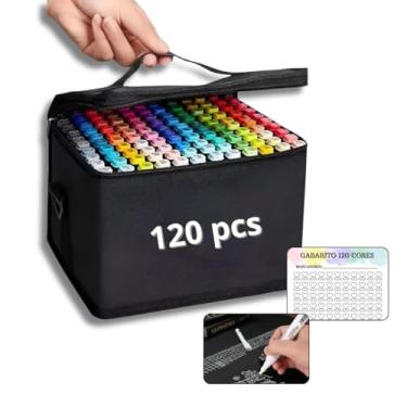 Imagem de Touch Marcadores Artísticos Profissionais, 120 Cores, Ponta Dupla, Conjunto de Canetinhas para Desenho e Colorir + 2 BRINDES