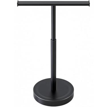 Imagem de Suporte de toalha de mão, suporte de toalha de mão de aço inoxidável para bancada de banheiro, 40 cm ajustável, retrátil em forma de T, toalheiro de mão para bancada de banheiro, cozinha, preto fosco