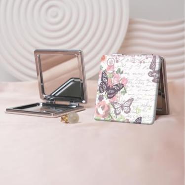Imagem de Espelho de maquiagem portátil da série Millennium Y2K, mini espelho de maquiagem portátil dobrável, espelho de contorno quadrado portátil de dupla face, adequado para todos usarem em várias ocasiões