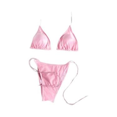 Imagem de Conjunto De Biquíni Sexy Com Estampa E Tiras Para Mulheres, Micro Triâ