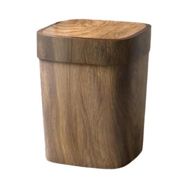 Imagem de Lixeira Reutilizável Com Acabamento Em Madeira, Lixeira Retangular Mod