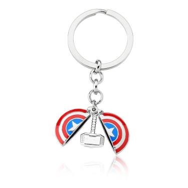 Imagem de Chaveiro Capitão América / Martelo De Thor Prateado