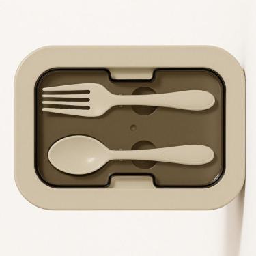 Imagem de Kit Marmita Dobrável P- Micro-ondas C- Tampa E Talheres Embutidos