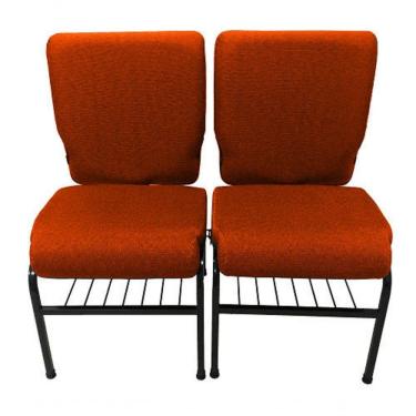Imagem de 02 Cadeiras Para Igrejas C/ Porta Biblía E Porta Cálice Laranja