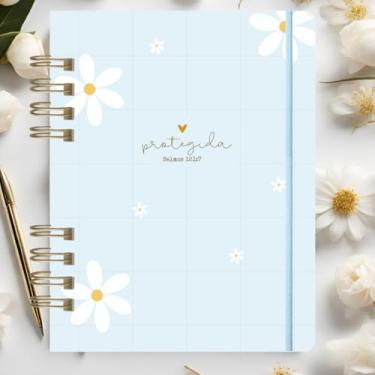 Imagem de Caderno A5 feminino capa dura pautado 15x21cm, caderneta para anotações, caderno de anotações brochura para estudo e organização, caderno capa dura para uso diário (Protegida,Com cartela de adesivos)