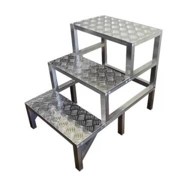 Imagem de Escada Banqueta Alumínio 3 Degraus Antiderrapante Kazan