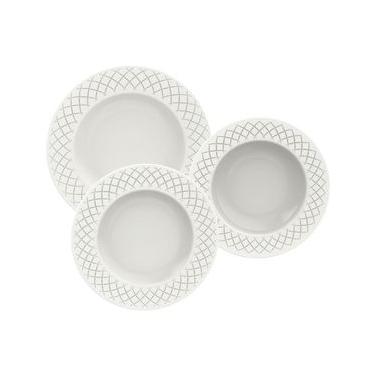 Imagem de Conjunto com 12 Pratos Tramontina Ingrid em Porcelana - Branco