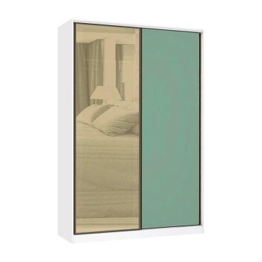 Imagem de Guarda Roupa 2 Portas De Correr 3 Gavetas 159cm Com Vidro Reflecta Bronze Prime Luciane Móveis