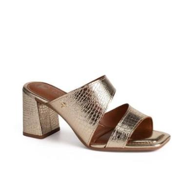 Imagem de Tamanco Tanara de Salto Bloco Metalizado Feminina T9254-Feminino
