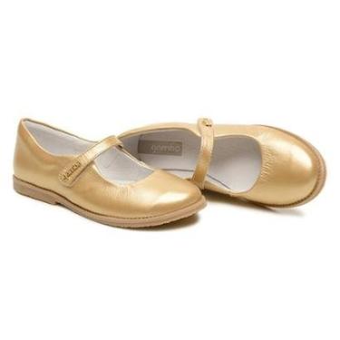 Imagem de Sapatilha Boneca Infantil Menina em Couro Dourada Gambo-Feminino