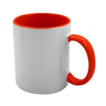 Imagem de Caneca Branca com alça e interior laranja - DEKO