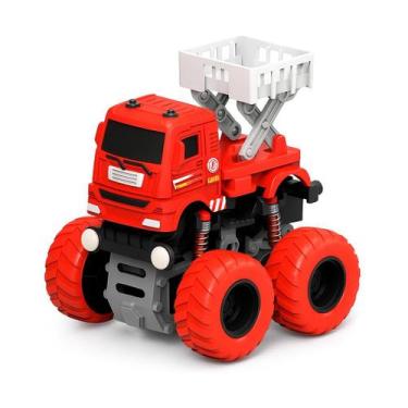 Imagem de Carrinho Fricção Bombeiro 4X4 Anda Sozinho Menino Criança - DM Toys