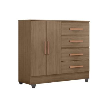 Imagem de Cômoda Lite 4 Gavetas e 2 Portas Carvalho Oak - Móveis Leão