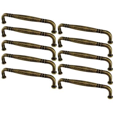 Imagem de Kit 10 Puxadores Alça Móveis 1767 Grenade Ouro Velho Tamboreado Armários Gavetas