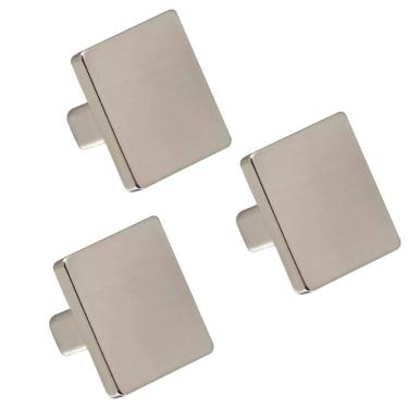 Imagem de Kit 3 Puxadores Aspen 188 Ponto Quadrado Niquel Escovado Para Móveis Armários e Gavetas