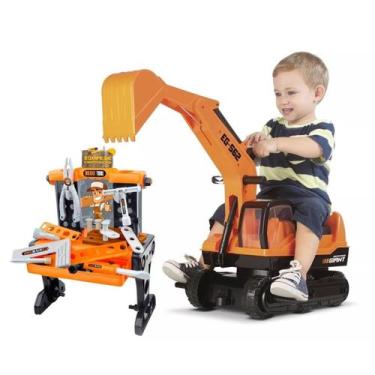 Imagem de Kit Escavadeira Giant Gigante Escavator C/ Bancada de Ferramentas Brin