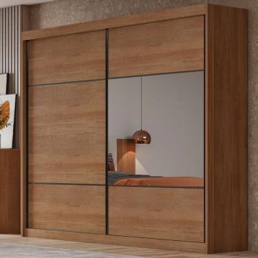 Imagem de Guarda-Roupa Casal Atlântica 2 Portas 6 Gavetas 100% Mdf com Espelho Cumaru - Pnr Móveis