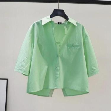 Imagem de Camisas Brancas Femininas Elegantes Para Escritório, Manga Curta, Esti