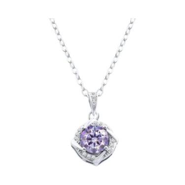 Imagem de Colar Feminino De Moissanite 1ct 6.5mm Em Prata Esterlina S925 Com Pin