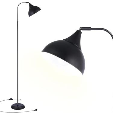 Imagem de MHYFYH Luminária De Chão Led Industrial, Luminária De Pé Ajustável De Metal Preto Para Sala De Estar, Quarto, Escritório, Luminária De Leitura Alta Com Cabeça Giratória Para Sofá Ou Mesa, Decoração