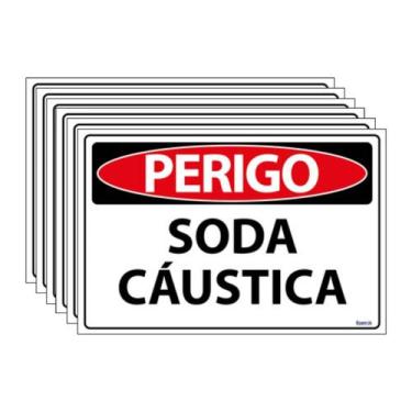 Imagem de Combo 6 Placas De Sinalização Perigo Soda Cáustica 30x20 Ecom IA - SP1