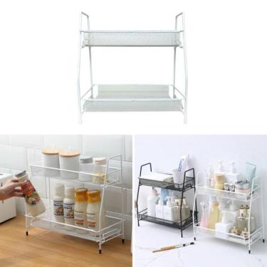 Imagem de Prateleira Dupla Organizador Ferro Multiuso Banheiro Cozinha - TOP ÚTI