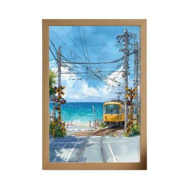 Imagem de Impressão Em Tela De Paisagem Ferroviária Japonesa Retrô De Rua Noturn