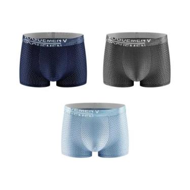 Imagem de Cuecas Boxer Masculinas De Seda Gelada Tamanho Grande, Conjunto De 3 P