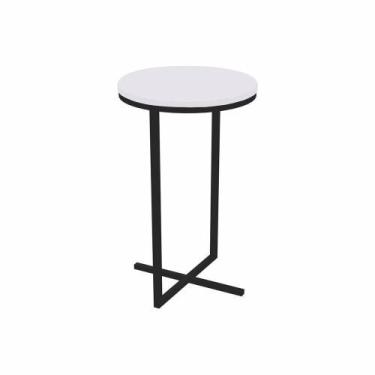 Imagem de Mesa Lateral Alta Volpi Branco Base Metálica Industrial 56cm - DROSSI