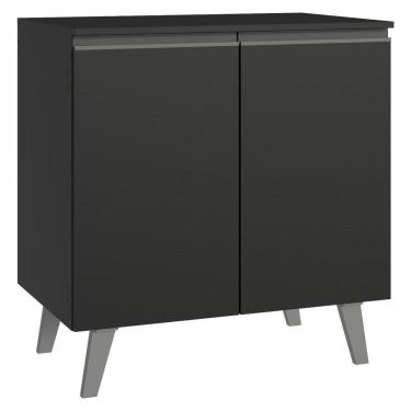 Imagem de Balcão De Cozinha 80 Cm 2 Portas Com Pés Preto Nice Madesa Preto