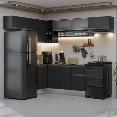 Imagem de Armário De Cozinha Completa De Canto Suspenso 405 Cm Preto Nice Madesa 03 Preto