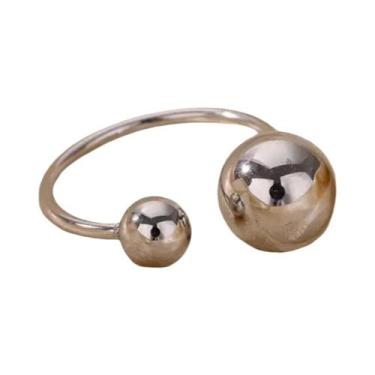 Imagem de Anel Ajustável De Aço Inoxidável Com Bola De Pérola Dourada Para Mulhe