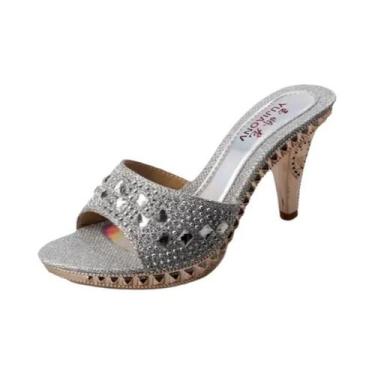 Imagem de Sandálias De Salto Alto Com Strass Para Mulheres, Douradas E Prateadas