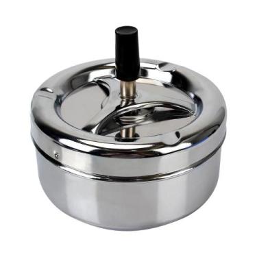 Imagem de Cinzeiro De Aço Inoxidável Com Tampa Giratória, Cinzeiro Simples Para 