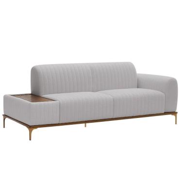 Imagem de Sofá Molino 3 Lugares 180cm C/mesa Auxiliar Direito Pés Ouro.f Bouclé Cinza Claro - Nexta Casa