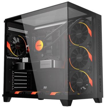 Imagem de Gabinete Gamer Pcyes Forcefield Max Black Vulcan, Frontal, Lateral e Superior em Vidro Temperado, Preto - GFFMAXBV