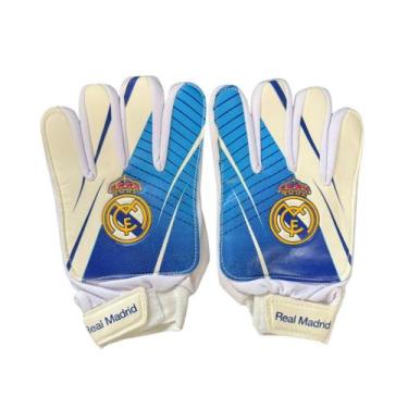 Imagem de Luva De Goleiro Infantil Real Madrid DRB Goalkeeper, Branco, Azul, 5